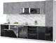 Миниатюра изображения товара Кухонный гарнитур Interline Пластик 3.2-ПМ2  (черный глянец/оксид темный/белый гранит)