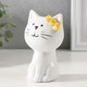 Миниатюра изображения товара Статуэтка Sima-Land Котик белый с желтыми цветочками на ушке, сидит 10333705