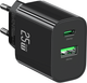 Адаптер питания сетевой Usams T65 25W A+C Dual-Port Fast Charger / CC315TC01 (черный) — фото 4