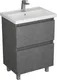 Миниатюра изображения товара Тумба с умывальником Uncoria Моро 60 2 ящика + Kirovit Фостер 60 (темный камень)