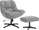 Миниатюра изображения товара Кресло мягкое Tetchair Relax с пуфом велюр/букле (светло-серый)