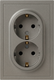 Розетка ЭРА Galaxy 15-2104-07 2X2P+E Schuko 16А-250В IP20 / Б0070689 (титан) — фото 2