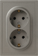 Розетка ЭРА Galaxy 15-2105-07 2X2P+E Schuko IP20 16А-250В / Б0070709 (титан) — фото 2