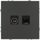 Розетка ЭРА Galaxy 15-3110-06 RJ45+TV IP20 / Б0070786 (графит) — фото 2