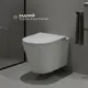 Миниатюра изображения товара Унитаз подвесной с инсталляцией Saniteco KW-9005W + 501 + K01-PRG (с кнопкой, матовое золото)