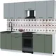 Миниатюра изображения товара Кухонный гарнитур Interline Мила Optima 50-2.4 (грин/серебро/серый каспий)