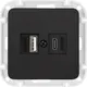 Миниатюра изображения товара Розетка Sundays Electric USB-A и USB-C с двумя блоками питания РП5-6562 (карбон)