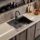 Миниатюра изображения товара Мойка кухонная Mixline Pro 559606 (черный графит, с сифоном)