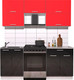 Миниатюра изображения товара Кухонный гарнитур Интерлиния Мила Gloss 60-19 (красный/черный глянец)