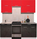 Миниатюра изображения товара Кухонный гарнитур Интерлиния Мила Gloss 50-19 (красный/черный глянец)