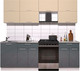 Миниатюра изображения товара Кухонный гарнитур Интерлиния Мила Gloss 60-23 (ваниль/асфальт глянец)