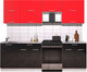 Миниатюра изображения товара Кухонный гарнитур Интерлиния Мила Gloss 60-25 (красный/черный глянец)