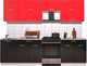 Миниатюра изображения товара Кухонный гарнитур Интерлиния Мила Gloss 60-27 (красный/черный глянец)