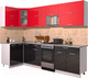 Миниатюра изображения товара Кухонный гарнитур Интерлиния Мила Gloss 50-12x27 (красный/черный глянец)