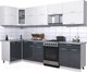 Миниатюра изображения товара Кухонный гарнитур Интерлиния Мила Gloss 60-12x29 (белый/асфальт глянец)