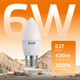 Миниатюра изображения товара Лампа Gauss Elementary Candle E27 6W 2700K/3000K / 33216