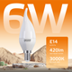 Миниатюра изображения товара Лампа Gauss Elementary Candle E14 6W 2700K/3000K / 34116