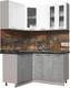 Миниатюра изображения товара Кухонный гарнитур Интерлиния Мила Пластик 1.2x1.5 (мрамор/белый глянец/кастилло темный)