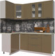 Миниатюра изображения товара Кухонный гарнитур Интерлиния Мила Пластик 1.2x2.0 (капучино глянец/опал светлый)