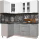 Миниатюра изображения товара Кухонный гарнитур Интерлиния Мила Пластик 1.2x2.0 (мрамор/белый глянец/кастилло темный)