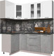Миниатюра изображения товара Кухонный гарнитур Интерлиния Мила Пластик 1.2x1.9 (мрамор/белый глянец/кастилло темный)