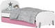 Миниатюра изображения товара Односпальная кровать Polini Kids Mirum 1915 c ящиком (белый/розовый)