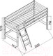 Миниатюра изображения товара Кровать-чердак детская Мебельград Соня вариант 12 (массив сосны белый)