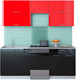 Миниатюра изображения товара Кухонный гарнитур Интерлиния Мила Gloss 50-20 (красный/черный)