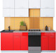 Миниатюра изображения товара Кухонный гарнитур Интерлиния Мила Gloss 50-22 (белый/красный)