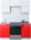 Миниатюра изображения товара Кухонный гарнитур Интерлиния Мила Gloss 60-16 (белый/красный)