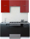 Миниатюра изображения товара Кухонный гарнитур Интерлиния Мила Gloss 60-16 (бордовый/черный)