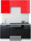 Миниатюра изображения товара Кухонный гарнитур Интерлиния Мила Gloss 60-16 (красный/черный)