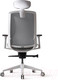 Миниатюра изображения товара Кресло офисное Bestuhl J1 White Pl с подголовником и подлокотником (серая сетка/серая ткань)