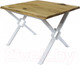 Миниатюра изображения товара Обеденный стол Buro7 Икс-ромб с обзолом и сучками 110x80x76 (дуб натуральный/белый)
