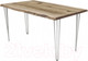 Миниатюра изображения товара Обеденный стол Buro7 Грасхопер с обзолом и сучками 150x80x75 (дуб беленый/серебристый)