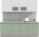 Миниатюра изображения товара Кухонный гарнитур Интерлиния Мила Матте 2.2 А (белый/мята/опал светлый)