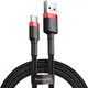 Миниатюра изображения товара Кабель Baseus Cafule USB2.0 AM - Type-C 3А / CATKLF-B91 (1м, красный/черный)