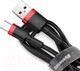 Миниатюра изображения товара Кабель Baseus Cafule USB2.0 AM - Type-C 3А / CATKLF-B91 (1м, красный/черный)