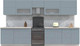 Миниатюра изображения товара Кухонный гарнитур Интерлиния Мила Матте 3.6 Б (океан/океан/травертин серый)