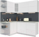 Миниатюра изображения товара Кухонный гарнитур Интерлиния Мила Матте 1.5x1.9 А левая (белый/белый/опал светлый)
