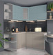 Миниатюра изображения товара Кухонный гарнитур Интерлиния Мила Матте 1.5x1.6 А левая (океан/луна/травертин серый)
