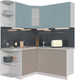 Миниатюра изображения товара Кухонный гарнитур Интерлиния Мила Матте 1.5x1.6 А левая (океан/луна/травертин серый)