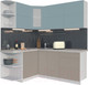 Миниатюра изображения товара Кухонный гарнитур Интерлиния Мила Матте 1.5x1.9 А левая (океан/луна/травертин серый)