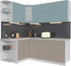 Миниатюра изображения товара Кухонный гарнитур Интерлиния Мила Матте 1.5x2.0 А левая (океан/луна/травертин серый)