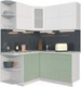 Миниатюра изображения товара Кухонный гарнитур Интерлиния Мила Матте 1.5x1.6 А левая (белый/мята/опал светлый)