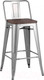 Миниатюра изображения товара Стул барный Stool Group Tolix Wood со спинкой / YD-H675E-W YG-15 (серебристый матовый/темное дерево)