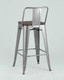 Миниатюра изображения товара Стул барный Stool Group Tolix Wood со спинкой / YD-H675E-W YG-15 (серебристый матовый/темное дерево)