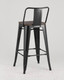 Миниатюра изображения товара Стул барный Stool Group Tolix Wood со спинкой / YD-H675E-W LG-01 (черный глянцевый/темное дерево)