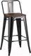 Миниатюра изображения товара Стул барный Stool Group Tolix Wood со спинкой / YD-H675E-W LG-01 (черный глянцевый/темное дерево)