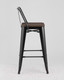 Миниатюра изображения товара Стул барный Stool Group Tolix Wood со спинкой / YD-H675E-W LG-01 (черный глянцевый/темное дерево)